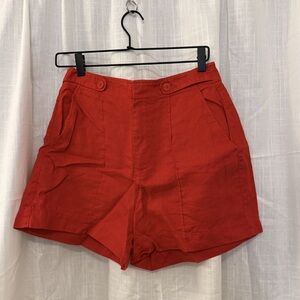 Madewell Red Linen Highrise shorts Size 4